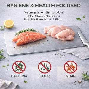 Ensemble de 3 planches à découper en titane, non toxiques, double face, finition satinée, résistantes aux odeurs, compatibles couteaux, hygiéniques <span class=keywords><strong>pour</strong></span> <span class=keywords><strong>la</strong></span> viande - Product Image 3
