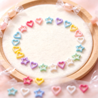 Breloques pour ongles en résine Macaron, étoiles et cœurs creux, ornements mignons en forme de cœur et d'étoile, décorations 3D colorées pour ongles, 10 pièces/paquet