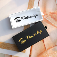 Boîte d'emballage pour cils de style tiroir avec ruban, boîte rigide en carton pour une paire de cils, élégante boîte cadeau pour cils