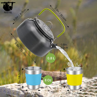 Ensemble de cuisine de camping 16 pièces, ensemble de cuisson de camping avec tasses, assiettes, fourchettes, couteaux, cuillères, ensemble de casseroles et poêles de camping