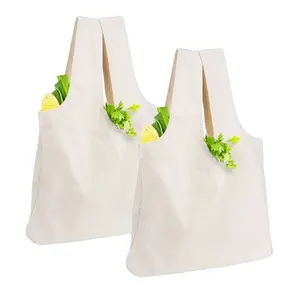 Bolso de compras personalizado de gran capacidad para verduras naturales, calicó, bolso de compras, bolso de mano para el mercado de agricultores, bolso de compras de lona Ba