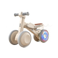 Vélo d'équilibre pour enfants à 4 roues, vélo d'équilibre pour bébé sans pédale, siège marron pour tout-petit, roues silencieuses en EVA