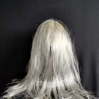Masque de couvre-chef en latex roi de la nuit Cosplay masque facial fantomatique d'halloween avec cheveux longs pour les fêtes costumées
