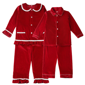 Vêtements de nuit d'hiver en velours vintage Ensemble 2 pièces de <span class=keywords><strong>pyjama</strong></span> de Noël pour bébés filles et enfants garçons - Product Image 2