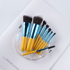 Vonira — ensemble de pinceaux de maquillage, jaunes et bleus, OEM, Mini brosses de voyage avec étiquette privée personnalisée, 8 pièces - Product Image 3