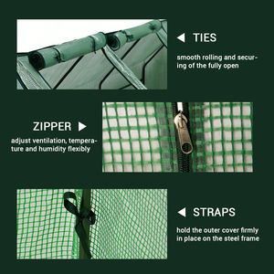 Serre de jardinage robuste en métal avec 4 portes à fermeture éclair enroulables, <span class=keywords><strong>mini</strong></span>-serre tunnel extérieure pour jardin - Product Image 5