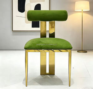 Silla de Comedor de Alta Calidad, Duradera, Moderna y Lujosa, Tapizada en Terciopelo, con Acero Inoxidable Dorado, para Bodas, Exteriores, Sala de Estar, Hotel, Escuela - Product Image 1