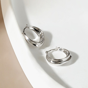 Pendientes de gota a rayas de Plata de Ley 925 Retro elegante nicho coreano hebilla de herradura de oro de gama alta moda lindo minimalista <span class=keywords><strong>OUSLY</strong></span> - Product Image 5