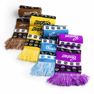 Acrylic With Spandex Jacquard Knitted Soccer Scarf Football Fan Scarf