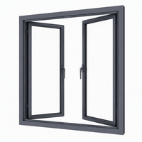 Fenêtre à battant horizontale moderne en aluminium à double vitrage, résistante aux ouragans, à économie d'énergie, conforme aux normes NFRC, pour villa