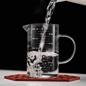 Taza Medidora Moderna Ecológica de Vidrio Borosilicato Transparente Resistente a Altas Temperaturas con Tapa y Asa 1000ML/500ML/350ML - Product Image 1