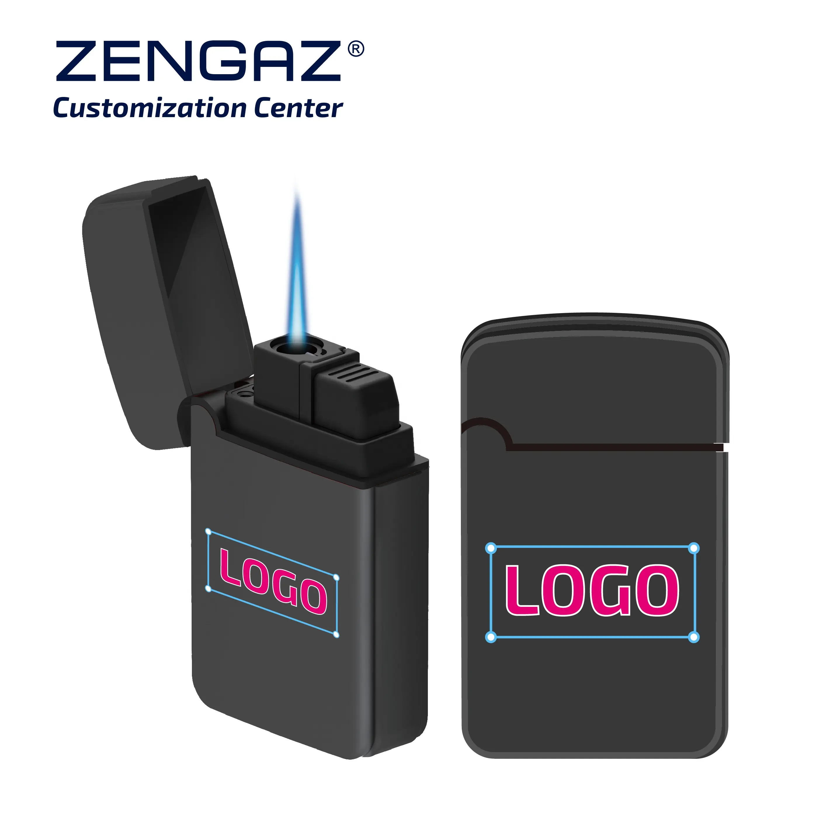 ZENGAZ ZL-12 멋진 사용자 정의 로고 리필 부탄 토치 라이터 담배 흡연 액세서리