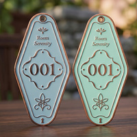 Porte-clés rétro vintage en alliage de zinc, étiquette de chambre, numéro de chambre, logo de marque, émail, style hôtel/motel, pour cadeau promotionnel