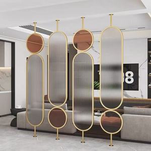 Cloison décorative autoportante en verre ondulé ovale à support fixe pour projets intérieurs commerciaux et villas - Product Image 2