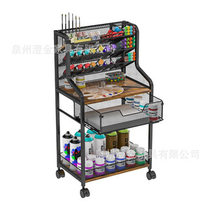 Chariot de rangement métallique mobile à <span class=keywords><strong>cinq</strong></span> niveaux, moderne, pour l'organisation d'art et d'artisanat, support roulant multi-niveaux pour pinceaux et outils d'art, utilisation en cuisine - Product Image 5