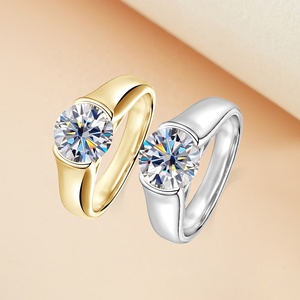 Anelli di lusso all'ingrosso di Moissanite per le coppie 2ct grande diamante fidanzamento e promessa di nozze anello per gli uomini donna gioielli - Product Image 1