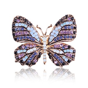 Broche de <span class=keywords><strong>mariposa</strong></span> de aleación ecológica con diamantes de imitación para mujer, pin de solapa vintage de cristal con diseño de insecto, broche rosa y <span class=keywords><strong>azul</strong></span> para accesorios de blazer - Product Image 4