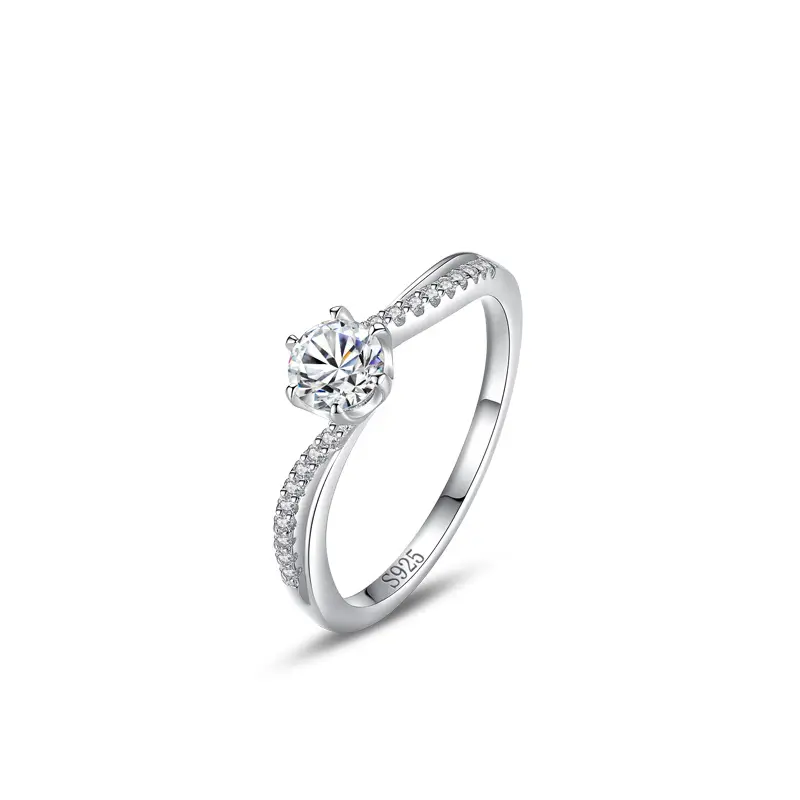 Set cincin pernikahan perak elegan wanita, zirkon kubik perak murni indah untuk wanita