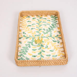 Bandeja Rectangular Elegante de Ratán y Madreperla para Hostelería y Restaurantes, Venta al Por Mayor para Exportación - Product Image 4