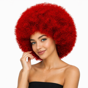 <span class=keywords><strong>Perruque</strong></span> synthétique afro rouge et bouclée pour hommes et femmes, <span class=keywords><strong>perruque</strong></span> bouclée amusante idéale pour Halloween, cosplay, fête à thème - Product Image 1