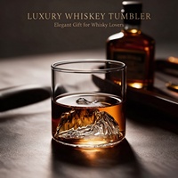 Verre transparent de style japonais moderne avec vue sur le mont Fuji pour l'eau, le café, le vin, le whisky