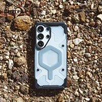Étui de téléphone de luxe en acrylique robuste antichoc pour S26 Ultra avec motif hexagonal et coque de protection magnétique robuste