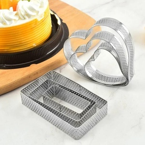 Acier inoxydable perforé rond cuisson gâteau moule poreux mousse pâtisserie tarte gâteau anneau cuisine cuisson <span class=keywords><strong>accessoires</strong></span> - Product Image 4