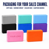 Ensemble de 2 blocs de yoga en mousse EVA avec logos personnalisés gravés au laser et emballage en papier imprimé pour la vente en gros