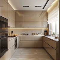 Meubles de cuisine modulaires sur mesure en bois, design moderne, prêts à assembler, portes en MDF, ensemble de meubles pour la maison, fabriqué en Chine