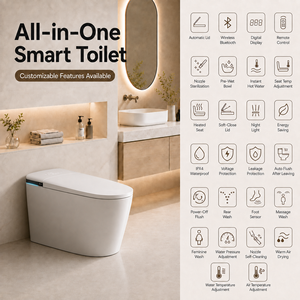 <span class=keywords><strong>WC</strong></span> Smart Monoblocco Moderno con Bidet Integrato, Serbatoio Incorporato, Nessun Limite di Pressione dell'Acqua, <span class=keywords><strong>Coperchio</strong></span> Automatico, Sciacquo con Sensore a Piede, Sedile Riscaldato e Asciugatore - Product Image 2