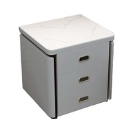 Table de Chevet Multifonctionnelle Traditionnelle Extensible avec 3 Tiroirs, Table d'Appoint à Plateau Rabattable en Verre, Meuble de Rangement pour Chambre et Salon