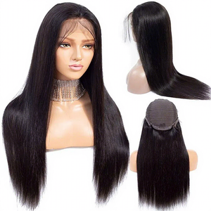 Perruque Lace Front en Cheveux Humains Brésiliens 13x4, Dentelle Transparente, Longue et Lisse, Noir Naturel, Densité 180%, Perruques Faite à la Main pour Femmes - Product Image 1