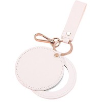Miroir cosmétique portable personnalisé en cuir PU, miroir de maquillage rotatif, petit miroir à suspendre, mini miroir de poche