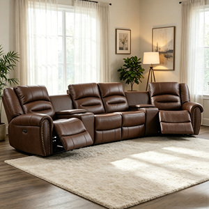Ensemble de canapés inclinables de <span class=keywords><strong>cinéma</strong></span> contemporains en cuir véritable de luxe, sectionnel électrique, mobilier de <span class=keywords><strong>cinéma</strong></span> maison - Product Image 5