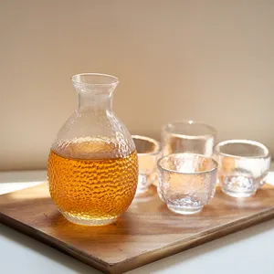 310ml Sake Sets Japanese Sake Pot 40ml Cups Set Decanter Crystal Clear Decanter Bottle With Warmer 3237