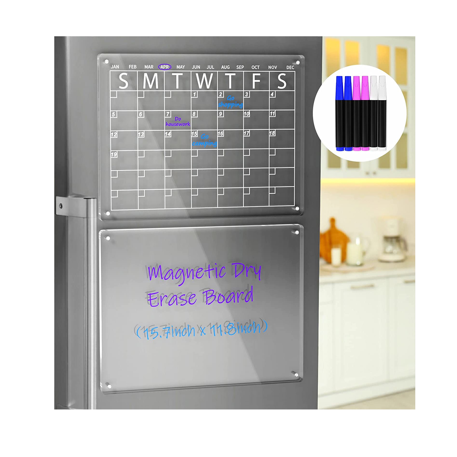 Акриловая магнитная доска для сухого стирания и календарь для холодильника, доска для сухого стирания, календарь для холодильника, многоразовый планировщик