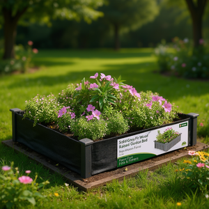 Fioriera rialzata Gardenia in legno di abete grigio massiccio 2x10FT con tessuto non tessuto per fiori e piante - Product Image 2