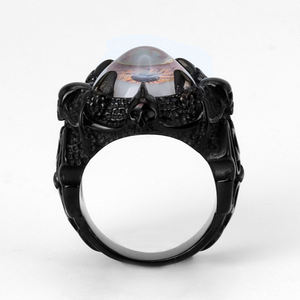 Bague en acier inoxydable 316 avec griffe d'œil de démon gothique pour homme, en métal noir avec texture d'œil 3D, design audacieux, sombre et rébelliant - Product Image 4
