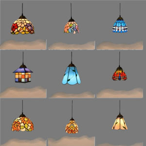 Lampes suspendues rétros colorées en verre teinté, lampe suspendue Vintage pour salon cuisine maison E27 - Product Image 1