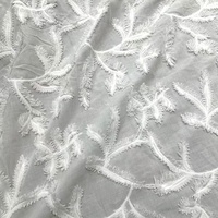 Tissu en coton biologique respirant en gros, tissu en dentelle brodée florale 3D pour la décoration intérieure, rembourrage, ignifuge