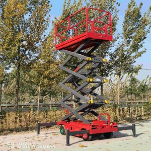 Pequeño elevador de tijera Beigong marca 3M 4m <span class=keywords><strong>5M</strong></span> Mini elevador de tijera 300kg plataforma de trabajo aéreo plataforma de tijera mesa elevadora portátil - Product Image 4