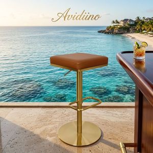 Tabouret de bar <span class=keywords><strong>pivotant</strong></span> réglable en hauteur en acier inoxydable pour usage commercial, design personnalisé, pour îlot de cuisine - Product Image 1