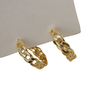 Orecchini a Cerchio Minimalisti con Catena Cava, Semplici Orecchini a Catena con Texture Metallica, Gioielli di Moda di Nicchia, Stile Elegante - Product Image 5