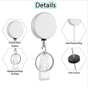 Wholesale Retractable Metal Wire Keychain Pull Badge Reel Heavy Duty ID Lanyard <b>Name</b> Tag Card Holder Key <b>Ring</b> Outdoor Tool - Product Image 3