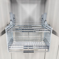Panier à vaisselle motorisé à double niveau en acier inoxydable 304 de 800 mm pour armoire de cuisine avec séchoir intégré OEM
