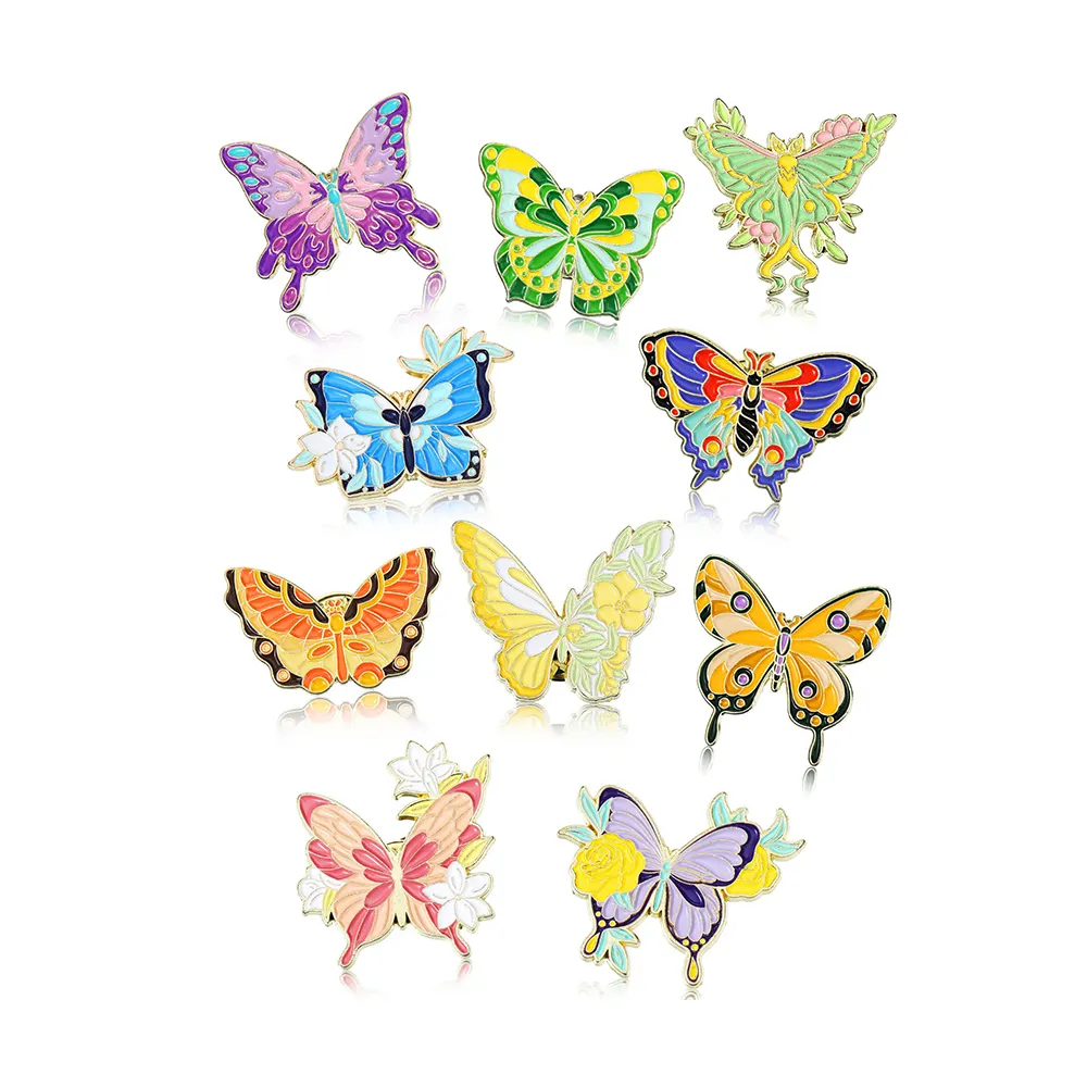 Butterfly Insect Moth Enamel Pins Retro Romance Flowers Wings Brooches Lapel Badges Nature Inspiration Jewelry Gift For Women