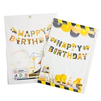 Nouvelle bannière de chantier pour enfants, décoration suspendue en forme d'excavatrice de dessin animé, pour fête d'anniversaire