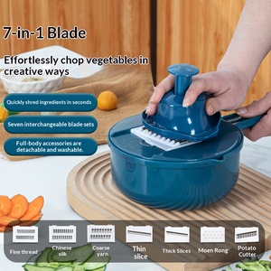 Multifunctional Vegetable Cutter with Drain Basket Potato Slicer Shredder Grater Kitchen Washing Strainer Food Prep Tool - Product Image 4