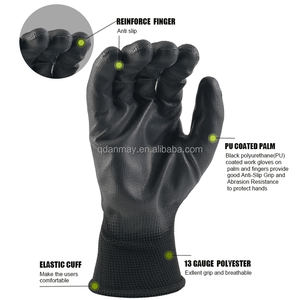 Guantes de Trabajo de Poliéster de Calibre 13 con Recubrimiento de PU, Antiestáticos, Sin Polvo, Finos, Venta al por Mayor de Fábrica, Guantes de Seguridad de Trabajo Económicos HY - Product Image 3
