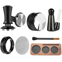 Ensemble de tamper à café transfrontalier en alliage d'aluminium et acier inoxydable, avec aiguille à poudre, plateau de rangement et marteau à réglage progressif gradué